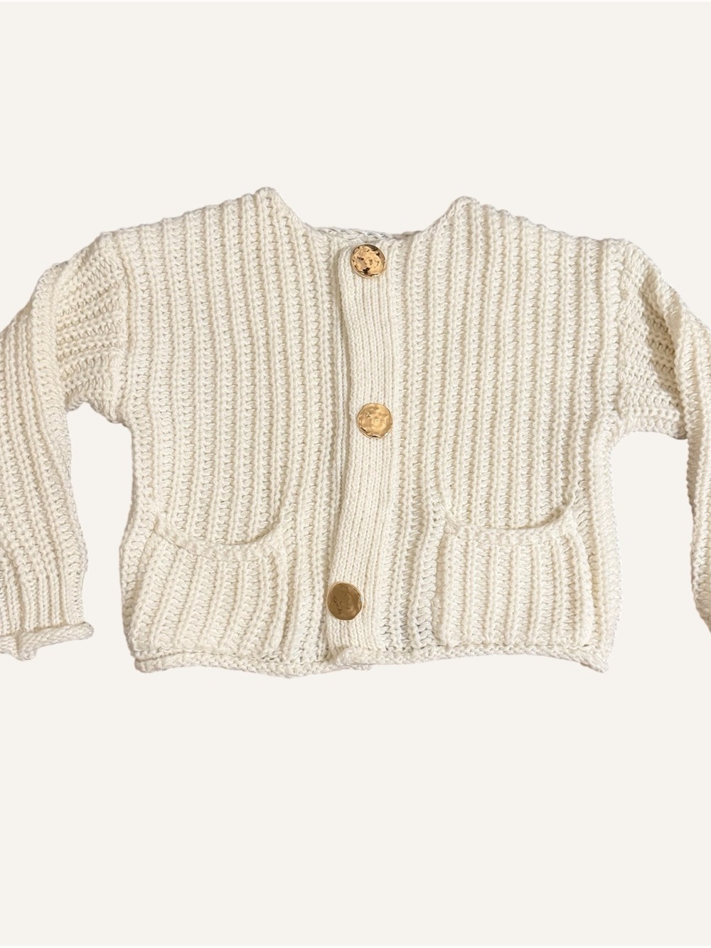 Unbranded Trendy Chunky Knit Cardigan with Gold Buttons
